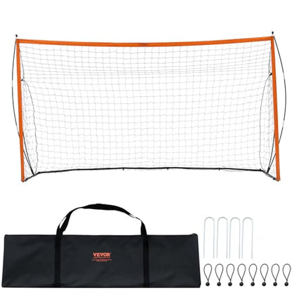 VEVOR Portable Soccer Goal, 12 x 6 ft Large Practice Soccer Net, Steel Fiberglass Structure Training Goal Set with Carry Bag, All-Weather Outdoor Use, for Backyards, Parks, School Fields - style: Fiberglass Rod Triangle