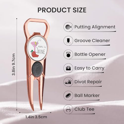 Amy Sport Premium Golf Divot Repair Tool Ball Markers with Belt Clip Value 3 Pack, 7-in-1 Tools Leather Grip Club Holder, Bottle Opener, Club Groove Cleaner, Putting Alignment Guide