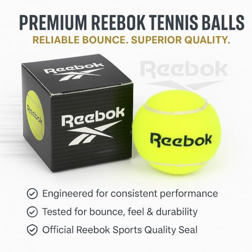 Reebok Tennis Balls for Cricket (Pack of 12) | Ideal for Tournament, Street & Gully Cricket | Durable Practice Balls for All Grounds