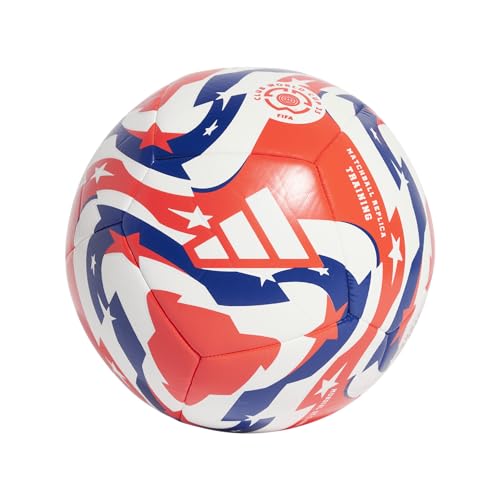 adidas FIFA Club World Cup Club Ball - Inspired Design, Durable Construction, Official Tournament Logo - color: White/Lucid Red/Power Blue/Black/Training, size: 5