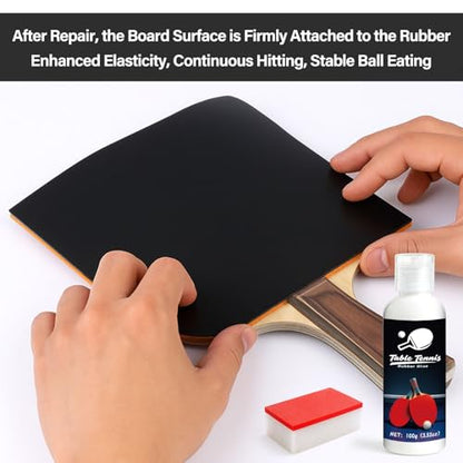 Table Tennis Glue, Perfect for Assembling Table Tennis Ping Pong Paddle, Comes with 8 Sponges to Easily Replace Table Tennis Rubber - size: 100ml