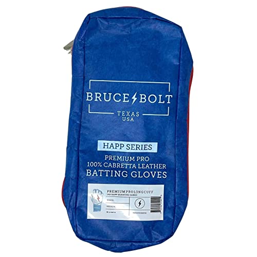 BRUCE BOLT Signature Series Long Cuff Batting Gloves - Pro-Athlete Collection - Adult & Youth Sizes - color: Happ/White, size: Small
