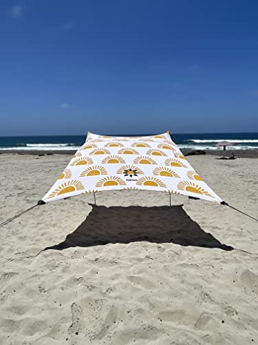 Neso Portable Beach Tent Sun Shelter with Sand Anchor - Lightweight Beach Shade Canopy - Easy Setup for Family Outings - Patented Reinforced Corners - UPF 50+ Sun Protection - 7 x 7ft - Sunshine - color: Sunshine