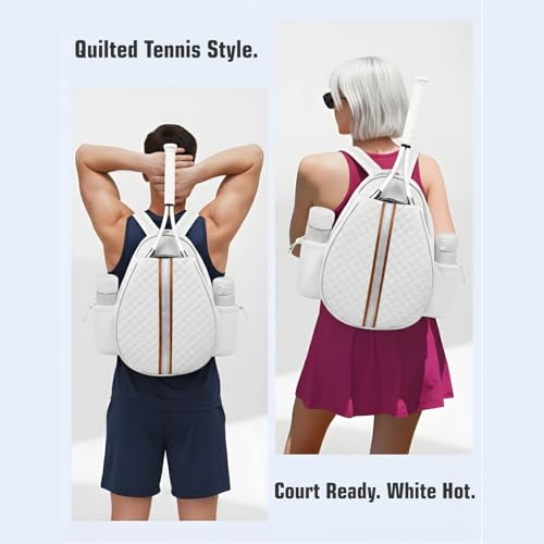Tennis Bag – Large Capacity Racket Bag for Tennis, Pickleball & Badminton – Water-Resistant & Lightweight - color: WHITE