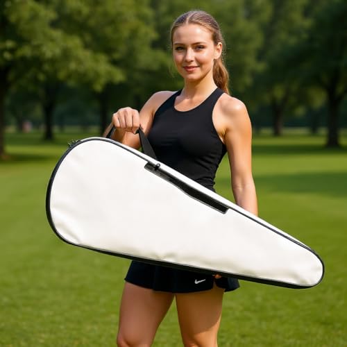 Tennis Bag Lightweight and Padded Tennis Rackets Cover with Adjustable Shoulder Strap - color: Off-white, size: 28"x11.5"