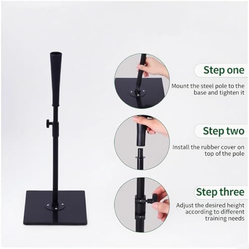 Portable Batting Tee for Baseball & Softball Heavy Duty Adjustable Height 23.25"-35.5" Hitting Tee, Rubber Top, Metal Shaft & Plastic Base for Kids & Youth