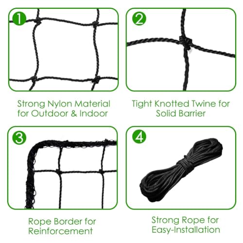 Baseball Softball Backstop Nets, Heavy Duty Sports Netting Barrier #18 Baseball Netting 10'x10'/10'x20'/15'x15'… - size: 10*40ft