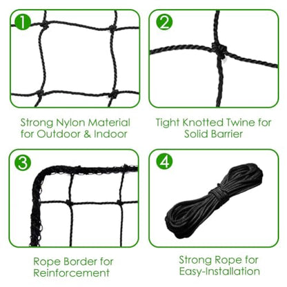 Baseball Softball Backstop Nets, Heavy Duty Sports Netting Barrier #18 Baseball Netting 10'x10'/10'x20'/15'x15'… - size: 15*40ft