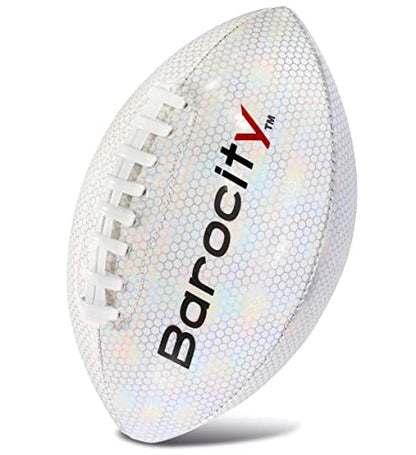 Football Premium Boy and Girl Official Match Ball with Reflective Iridescent Rainbow Hex Pattern, Durable Indoor, Outdoor, Training Practice Game Playtime