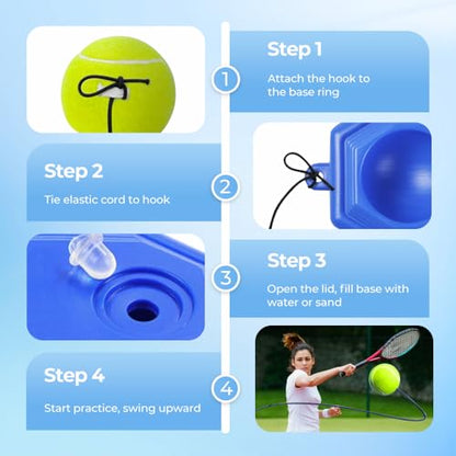 Tennis Ball Training Baseboard, Upgraded Tennis Trainer Equipment Set, Tennis Trainer Ball with String, Tennis Trainer Rebound Ball, Multifunction Tennis Practice Rebounder - color: Blue-2PC