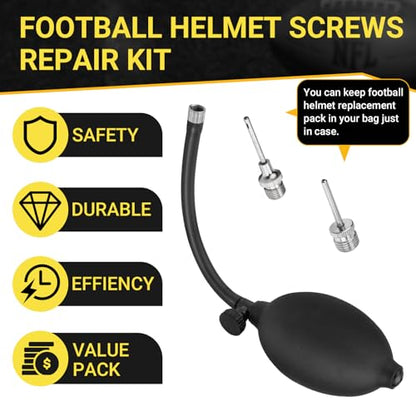 Football Helmet Air Pump Kit for Riddell Speedflex & Schutt F7 Protection Helmet, Including 1 PCS Manual Football Helmet Inflation Hand Pump & 2 PCS Inflation Needle (0.98 in and 1.35 in)