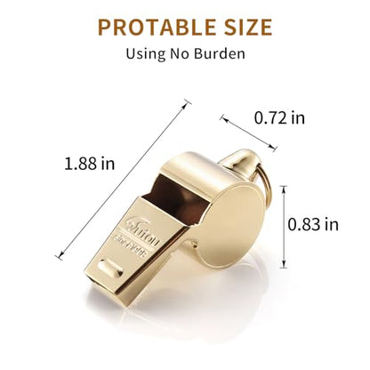 HUTOU L4820 Whistle, Brass Coach Sports Whistle with Lanyard, Loud Crisp Sound Whistle Ideal for Coaches, Referees, and Officials