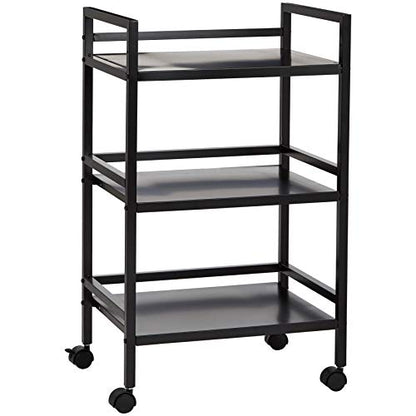Amazon Basics 3-Tier Metal Rolling Utility Cart, Storage Organizer, Multifunctional Storage, Mobile Shelving, Black