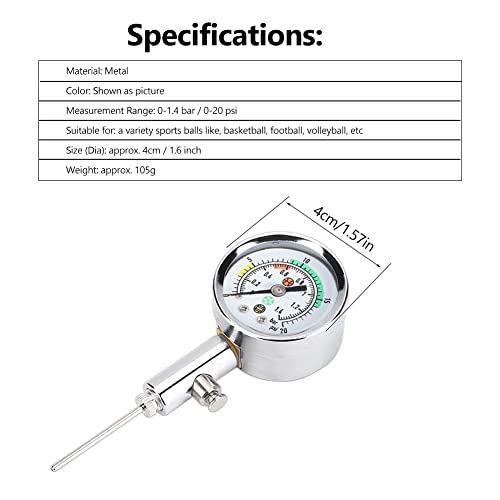 RiToEasysports Ball Pressure Gauge, Portable Pump Pressure Gauge for for Netball Football Soccer Basketball Volleyball Ball Pressure Gauge Ball Pressure Gauge