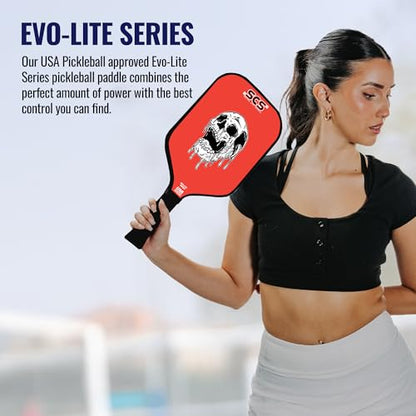 SCS Carbon Fiber Pickleball Paddle – USAPA Approved 2024 – Lightweight, Enhanced Spin, Sure-Grip Handle – Evo-Lite Series for Intermediate Players - color: Overkill