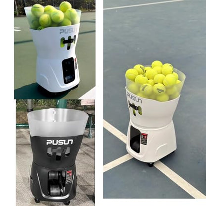 Tennis Ball Machine, Portable PT-Mini Pro Tennis Ball Serving Launching Machine for Practice and Training, Support App and Remote Adjust Speed&Angle, Hold 65+Balls at Once, Easy to Use
