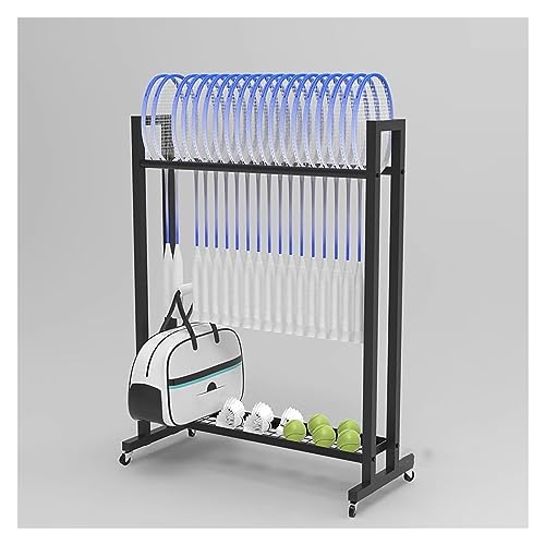 School/Gym/Training Ground Badminton/Tennis Racket Storage Organzier Holder Rack Freestanding, Rolling Mobile Sports Equipment Cart, Large Capacity