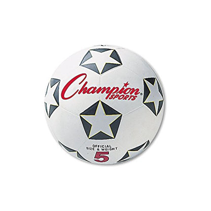 Champion Sports Rubber Cover Soccer Ball - color: White/Black/Red, size: Size 4