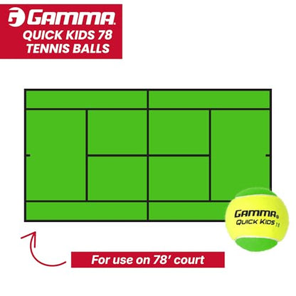 GAMMA Quick Kids Training Tennis Balls for Kids & Beginners, Low-Compression Core Reduces Speed & Bounce, Great for Tennis Practice, USTA & ITF Approved for 10 & Under Tournaments Parent - size: 12 Bag, style: Quick Kids 78