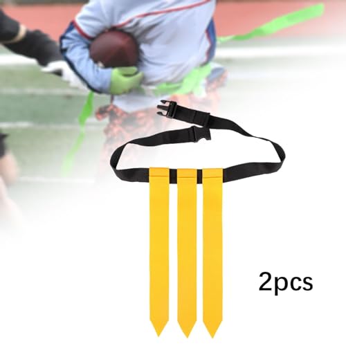 2Pcs Flag Football Belts Flag Football Set with Flags Rugby Waist Flag for Football - color: Yellow