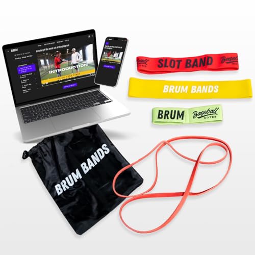 Baseball Notes Brum Bands: Softball & Baseball Swing Trainer, Hitting Equipment for Training and Batting - style: Set of 3 Bands