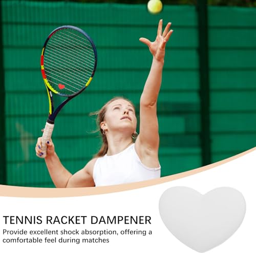 Tennis Racket Vibration Dampener Soft Silicone Racket Shock Absorber for Tennis Racquet String - Heart Shaped - color: White