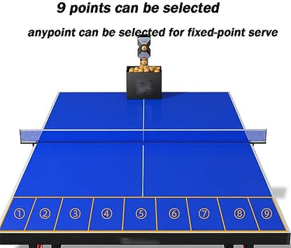 Ping Pong Robot Machine, Ping Pong Tennis Ball Launcher with Remote Control, 4-40 M/S Can Hold About 100 Balls, Penalty Kick, Forehand and Backhand Practice, for Home School Practicing