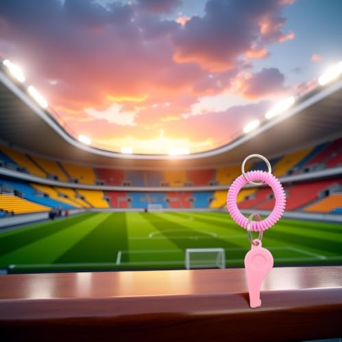 Pink Sports Whistle with Adjustable Wrist Strap - High-Frequency Sound for Coaches, Referees and Team Sports, Durable Plastic Emergency Whistle for Soccer, Baseball and Outdoor Safety（2Pcs）