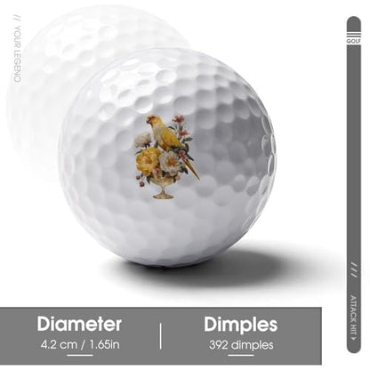 Parrot Cocktail Glass Bird Flowers Golf Ball Soft Feel Golf Practice Balls for Golfs Course Daily Training