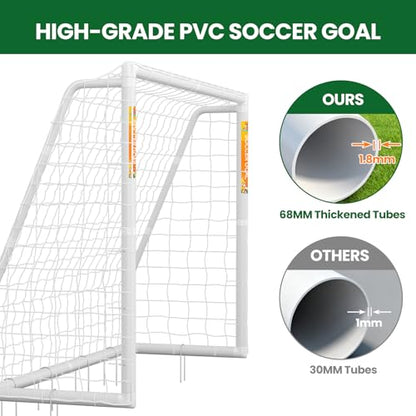 NAIZEA Soccer Goal - 12x6/10x6/8x6/6x4FT Soccer Goals for Backyard, Portable & Weatherproof HPVC Soccers Goal w/Soccer Net Durable Post for Adults & Youth Outdoor's Practice Training