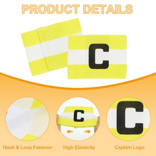 MECCANIXITY Soccer Captain Armband, Captain Arm Bands for Soccer Elastic Captain C Arm Band Sports Captain Armbands for Football Team Training Youth & Adult - color: Yellow/White