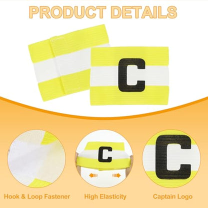 MECCANIXITY Soccer Captain Armband, Captain Arm Bands for Soccer Elastic Captain C Arm Band Sports Captain Armbands for Football Team Training Youth & Adult - color: Yellow/White