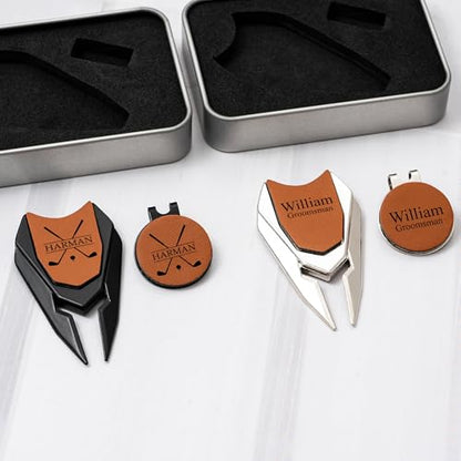 Personalized Divot Repair Tool Set, Engraved Golf Ball Marker Set for Men, Custom Golf Turf Tools Gift for Dad Golfer Groomsman