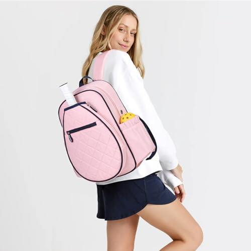 KAVIGOR Pickleball Bag, Quilted Pickleball Backpack with Shoe Compartment & Waterproof Pocket, Pickle Ball Paddle Bag Fits 2 to 4 Paddles for Women and Men