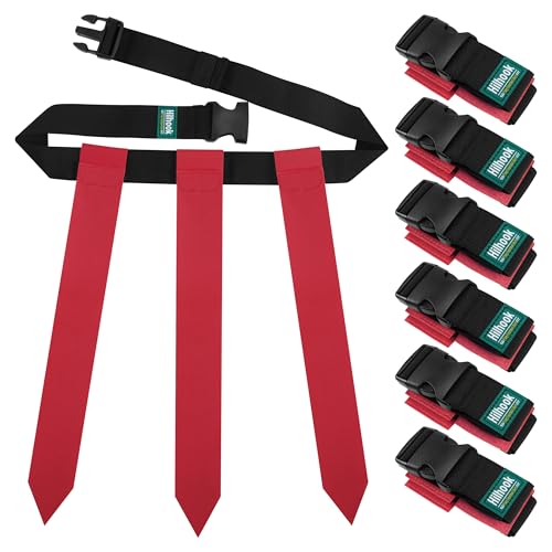 Flag Football Belts for Youth, Kids and Adults Sport Team Building and Competition Training - color: Red