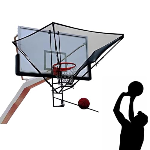 Basketball Shooting Machine Upgraded Hanging Basketball Rebounder Attachment, Heavy Duty Basketball Shot Returner Net System for Hoop, Metal Rotating Return Chute