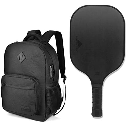 Pickleball Backpack with Built-In Combination Lock + USAPA Approved Pickleball Paddle – Black