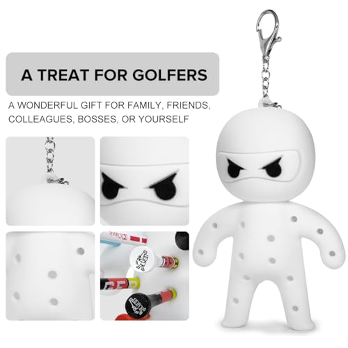 Golf Tee Holder, Ninja Portable Funny Golf Tees Holder Keychain Golf Gift Golf Accessories for Men & Women - color: White
