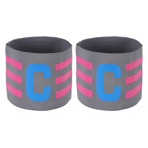 Captain Arm Bands for Soccer, Soccer Captain C Armband, Classic Striped Elastic Protective Arm Badge Player Bands - color: Gray