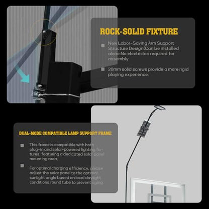 Basketball 2-in-1 Backstop Net+Light Mount System, Standalone Backstop Net, Standalone Light Mount Frame for Backyard Family Play, Fits Standard Hoops(Light NOT Included) - size: 6"×6", style: Standalone Light Frame