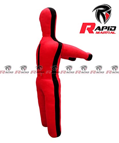 Kids Jiu Jitsu Grappling Dummy Kick Throwing Boxing Practice Dummies for Youth (4 FT 48 in) UNFILLED, None, Red and Black