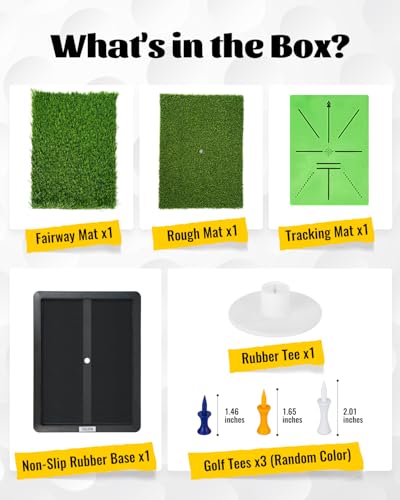 High-Precision Golf Hitting Mat – Practice Mat with Swing Path Feedback & Impact Detection – Indoor/Outdoor Use – Golf Swing Trainer for Home Training – Gift for Golfers, Beginners & Pros - style: 3-in-1 Golf Hitting Mat