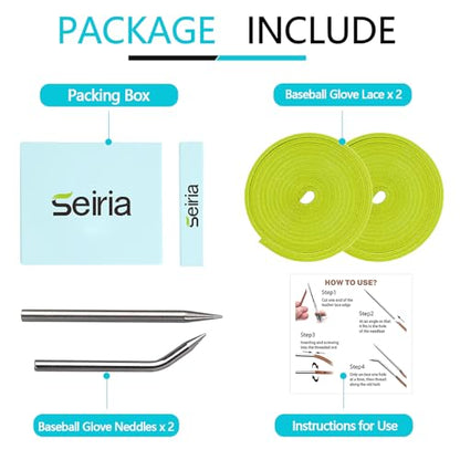 Baseball Glove Lace, Mitt Lace Repair Kit Softball 2 Leather Laces and 2 Lacing Needles for Catcher's Glove - color: Apple Green