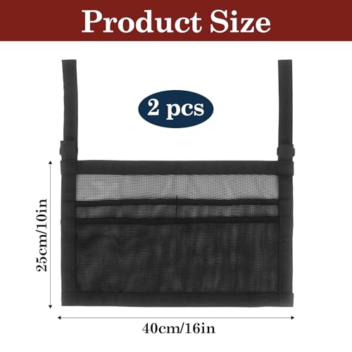 Klmnop 2 Pack Ping Pong Paddle Storage Bag with Mesh Organizer, Hanging Under Table Tennis Racket Holder for 4 Paddles and Balls, Sports Equipment, Easy Install with Straps
