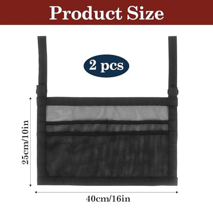 Klmnop 2 Pack Ping Pong Paddle Storage Bag with Mesh Organizer, Hanging Under Table Tennis Racket Holder for 4 Paddles and Balls, Sports Equipment, Easy Install with Straps
