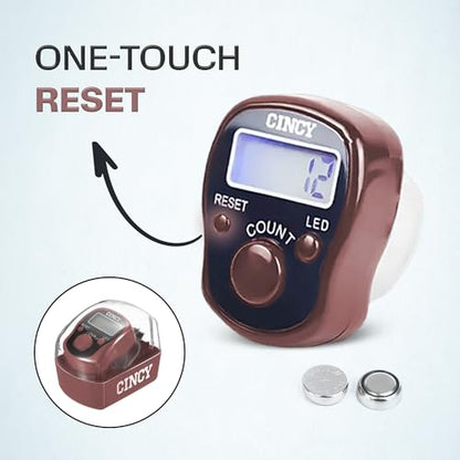 CINCY Clicker Counter with LED for Day & Night Use | Instant Reset, Accurate & Quiet, Long Battery Life | for People, Laps, Pitch, Golf, Baseball, Fish Counting, for Prayer, Everyday Prayer – 1 Pack - color: Brown