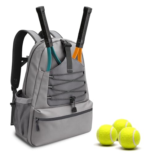 SANLIKE Pickleball Bag Backpack for Men Women，Large Pickle Ball Paddle Bag Fits 2 to 4 Paddles,Sports Duffle Bags with Shoe Compartment and Pocket - color: Gray