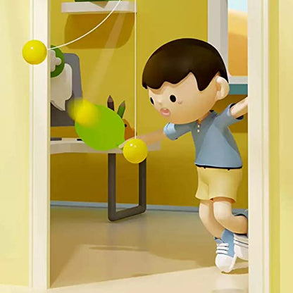 Indoor Hanging Table Tennis Trainer Portable Set, Children's PingPong Trainer Hanging Table Tennis Parent Child Interaction Game Toy Exerciser, Ping Pong Paddle Set - color: Frog【2Shoots+5 Balls+Hook】