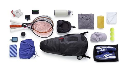 Cancha Weatherproof Tennis Bag and Backpack for 1–3 Rackets with Water Bottle Holder and Removable Strap | Slim and Lightweight Design for Easy Carry | Modular Clip-On Accessory System | Voyager