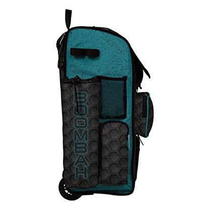 Boombah Rolling Superpack 2.0 3DHC Baseball/Softball Gear Bag - 23-1/2" x 13-1/2" x 9-1/2" - Multiple Colors - Telescopic Handle and Holds 4 Bats - Wheeled Version - color: Black/Teal